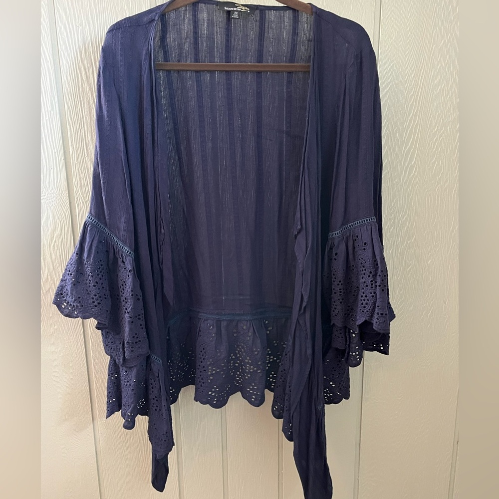 Suzanne Betro Navy Eyelet Top